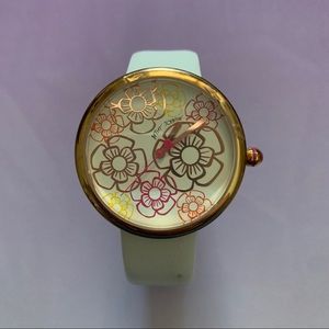 Betsy Johnson Gold Watch with White Band